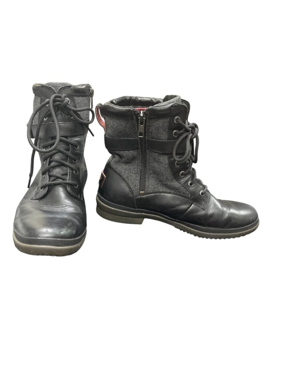 UGG Kessey womens black leather wool waterproof ankle boots sz +9.5 SKU 10-886